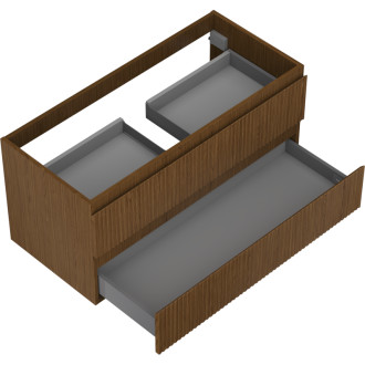 Mexen Rivel koupelnová skříňka pod umyvadlo 100 cm, 2 zásuvky, drážkovaná, ořech - 91A20-10047-2-BFF86