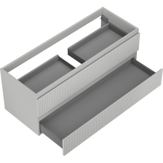 Mexen Rivel koupelnová skříňka pod umyvadlo 120 cm, 2 zásuvky, drážkovaná, matně šedá - 91A20-12047-2-BFF62