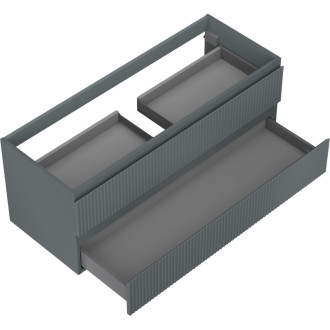 Mexen Rivel koupelnová skříňka pod umyvadlo 120 cm, 2 zásuvky, drážkovaná, matný grafit - 91A20-12047-2-BFF66