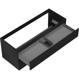 Mexen Rivel koupelnová skříňka pod umyvadlo 120 cm, 2 zásuvky, drážkovaná, matná černá - 91A20-12047-2-BFF71