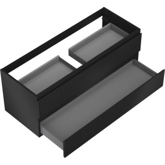 Mexen Rivel koupelnová skříňka pod umyvadlo 120 cm, 2 zásuvky, drážkovaná, matná černá - 91A20-12047-2-BFF71