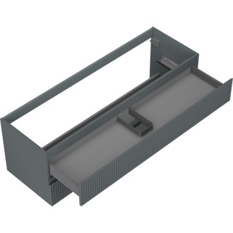 Mexen Rivel koupelnová skříňka pod umyvadlo 140 cm, 2 zásuvky, drážkovaná, matný grafit - 91A20-14047-2-BFF66