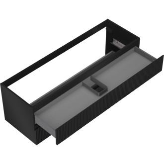 Mexen Rivel szafka łazienkowa podumywalkowa 140 cm, 2 szuflady, ryflowana , czarna mat - 91A20-14047-2-BFF71