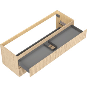 Mexen Rivel koupelnová skříňka pod umyvadlo 140 cm, 2 zásuvky, drážkovaná, dub - 91A20-14047-2-BFF81