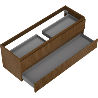 Mexen Rivel koupelnová skříňka pod umyvadlo 140 cm, 2 zásuvky, drážkovaná, ořech - 91A20-14047-2-BFF86