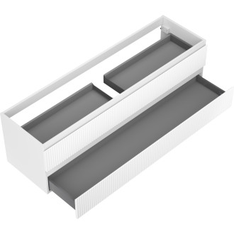 Mexen Rivel koupelnová skříňka pod umyvadlo 160 cm, 2 zásuvky, drážkovaná, matně bílá - 91A20-16047-2-BFF01