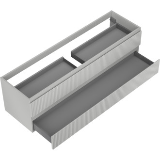 Mexen Rivel koupelnová skříňka pod umyvadlo 160 cm, 2 zásuvky, drážkovaná, matně šedá - 91A20-16047-2-BFF62