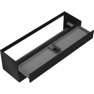 Mexen Rivel koupelnová skříňka pod umyvadlo 160 cm, 2 zásuvky, drážkovaná, matná černá - 91A20-16047-2-BFF71