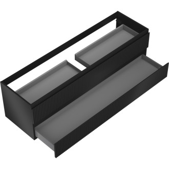 Mexen Rivel koupelnová skříňka pod umyvadlo 160 cm, 2 zásuvky, drážkovaná, matná černá - 91A20-16047-2-BFF71
