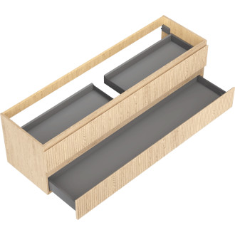 Mexen Rivel koupelnová skříňka pod umyvadlo 160 cm, 2 zásuvky, drážkovaná, dub - 91A20-16047-2-BFF81