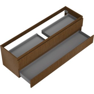 Mexen Rivel koupelnová skříňka pod umyvadlo 160 cm, 2 zásuvky, drážkovaná, ořech - 91A20-16047-2-BFF86