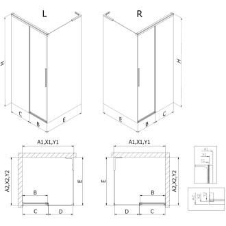 Mexen Rox L posuvný sprchový kout 95 x 90 cm, průhledný, černý - 8C2L-095-090-70-00