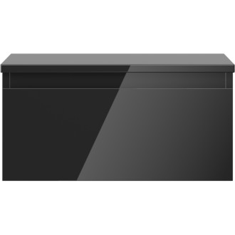 Mexen Orio szafka łazienkowa podumywalkowa 50 cm z blatem, 1 szuflada, czarna połysk - 91A10-05023-1-BFC70