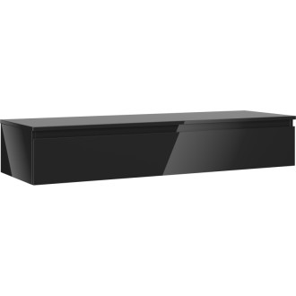 Mexen Orio koupelnová skříňka pod umyvadlo 140 cm s pracovní deskou, 1 zásuvka, lesklá černá - 91A10-14023-1-BFC70