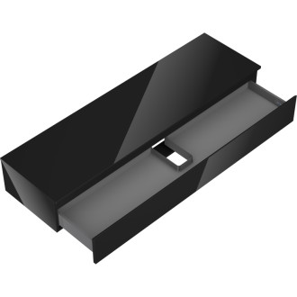 Mexen Orio szafka łazienkowa podumywalkowa 160 cm z blatem, 1 szuflada, czarna połysk - 91A10-16023-1-BFC70