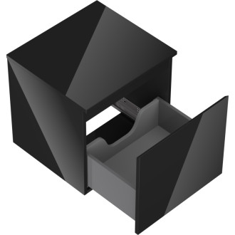 Mexen Orio szafka łazienkowa podumywalkowa 50 cm z blatem, 1 szuflada, czarna połysk - 91A10-05047-1-BFC70