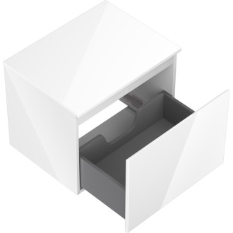 Mexen Orio koupelnová skříňka pod umyvadlo 60 cm s pracovní deskou, 1 zásuvka, bílý lesk - 91A10-06047-1-BFC00