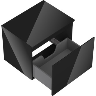 Mexen Orio szafka łazienkowa podumywalkowa 60 cm z blatem, 1 szuflada, czarna połysk - 91A10-06047-1-BFC70