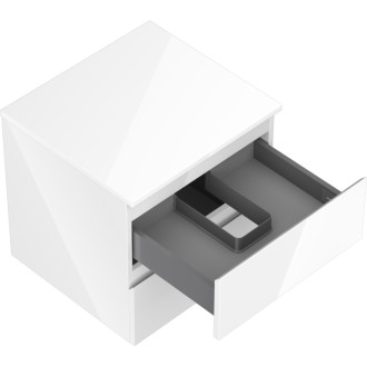 Mexen Orio koupelnová skříňka pod umyvadlo 50 cm s pracovní deskou, 2 zásuvky, bílý lesk - 91A10-05047-2-BFFC00