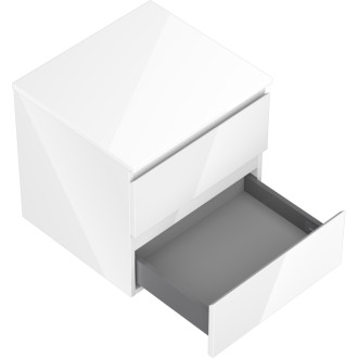 Mexen Orio koupelnová skříňka pod umyvadlo 50 cm s pracovní deskou, 2 zásuvky, bílý lesk - 91A10-05047-2-BFFC00