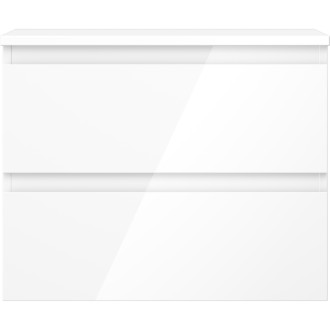 Mexen Orio koupelnová skříňka pod umyvadlo 60 cm s pracovní deskou, 2 zásuvky, lesklá bílá - 91A10-06047-2-BFFC00