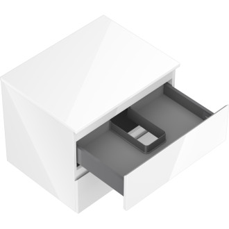 Mexen Orio koupelnová skříňka pod umyvadlo 60 cm s pracovní deskou, 2 zásuvky, lesklá bílá - 91A10-06047-2-BFFC00