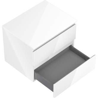 Mexen Orio koupelnová skříňka pod umyvadlo 60 cm s pracovní deskou, 2 zásuvky, lesklá bílá - 91A10-06047-2-BFFC00