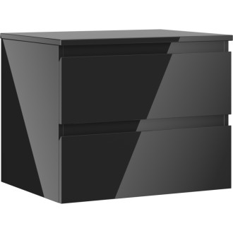 Mexen Orio koupelnová skříňka pod umyvadlo 60 cm s pracovní deskou, 2 zásuvky, lesklá černá - 91A10-06047-2-BFFC70