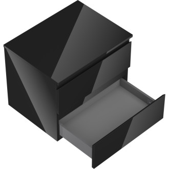 Mexen Orio szafka łazienkowa podumywalkowa 60 cm z blatem, 2 szuflady, czarna połysk - 91A10-06047-2-BFFC70