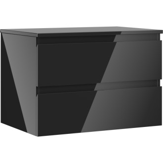 Mexen Orio koupelnová skříňka pod umyvadlo 70 cm s pracovní deskou, 2 zásuvky, lesklá černá - 91A10-07047-2-BFFC70