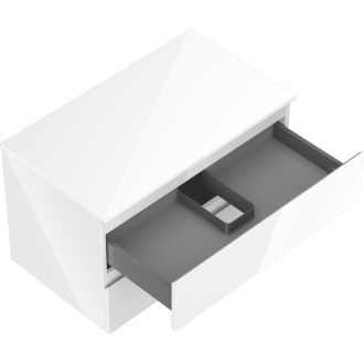 Mexen Orio koupelnová skříňka pod umyvadlo 80 cm s pracovní deskou, 2 zásuvky, lesklá bílá - 91A10-08047-2-BFFC00