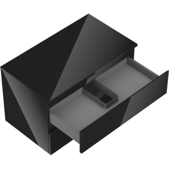 Mexen Orio szafka łazienkowa podumywalkowa 80 cm z blatem, 2 szuflady, czarna połysk - 91A10-08047-2-BFFC70