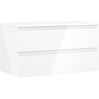 Mexen Orio koupelnová skříňka pod umyvadlo 90 cm s pracovní deskou, 2 zásuvky, lesklá bílá - 91A10-09047-2-BFFC00