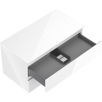 Mexen Orio koupelnová skříňka pod umyvadlo 90 cm s pracovní deskou, 2 zásuvky, lesklá bílá - 91A10-09047-2-BFFC00
