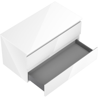 Mexen Orio koupelnová skříňka pod umyvadlo 90 cm s pracovní deskou, 2 zásuvky, lesklá bílá - 91A10-09047-2-BFFC00