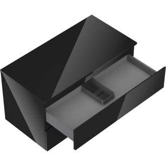 Mexen Orio szafka łazienkowa podumywalkowa 90 cm z blatem, 2 szuflady, czarna połysk - 91A10-09047-2-BFFC70