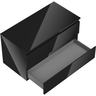 Mexen Orio szafka łazienkowa podumywalkowa 90 cm z blatem, 2 szuflady, czarna połysk - 91A10-09047-2-BFFC70