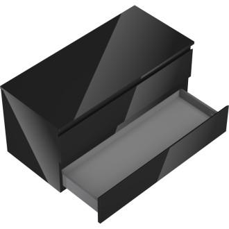 Mexen Orio szafka łazienkowa podumywalkowa 100 cm z blatem, 2 szuflady, czarna połysk - 91A10-10047-2-BFFC70