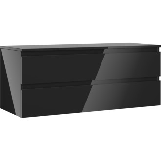 Mexen Orio koupelnová skříňka pod umyvadlo 120 cm s pracovní deskou, 2 zásuvky, lesklá černá - 91A10-12047-2-BFFC70