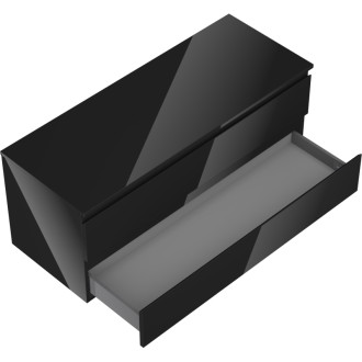 Mexen Orio szafka łazienkowa podumywalkowa 120 cm z blatem, 2 szuflady, czarna połysk - 91A10-12047-2-BFFC70