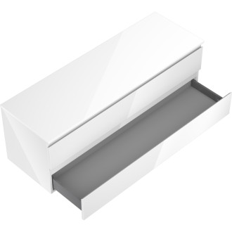 Mexen Orio koupelnová skříňka pod umyvadlo 140 cm s pracovní deskou, 2 zásuvky, lesklá bílá - 91A10-14047-2-BFFC00