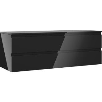 Mexen Orio koupelnová skříňka pod umyvadlo 140 cm s pracovní deskou, 2 zásuvky, lesklá černá - 91A10-14047-2-BFFC70