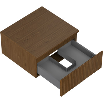 Mexen Rivel koupelnová skříňka pod umyvadlo 50 cm s pracovní deskou, 1 zásuvka, drážkovaná, ořech - 91A20-05023-1-BFC86