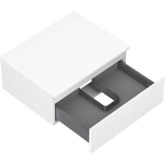 Mexen Rivel koupelnová skříňka pod umyvadlo 60 cm s deskou, 1 zásuvka, drážkovaná, matná bílá - 91A20-06023-1-BFC01