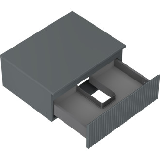 Mexen Rivel koupelnová skříňka pod umyvadlo 60 cm s pracovní deskou, 1 zásuvka, drážkovaná, matný grafit - 91A20-06023-1-BFC66