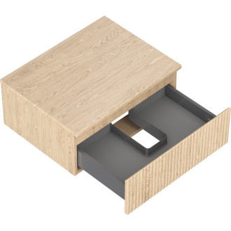 Mexen Rivel koupelnová skříňka pod umyvadlo 60 cm s pracovní deskou, 1 zásuvka, drážkovaná, dub - 91A20-06023-1-BFC81