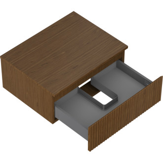 Mexen Rivel koupelnová skříňka pod umyvadlo 60 cm s pracovní deskou, 1 zásuvka, drážkovaná, ořech - 91A20-06023-1-BFC86