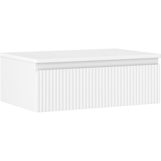 Mexen Rivel koupelnová skříňka pod umyvadlo 70 cm s pracovní deskou, 1 zásuvka, drážkovaná, matná bílá - 91A20-07023-1-BFC01