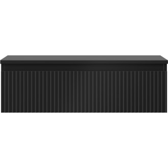 Mexen Rivel szafka łazienkowa podumywalkowa 80 cm z blatem, 1 szuflada, ryflowana , czarna mat - 91A20-08023-1-BFC71