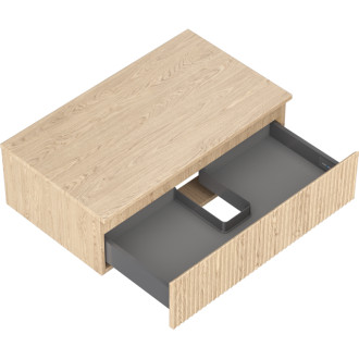 Mexen Rivel koupelnová skříňka pod umyvadlo 80 cm s pracovní deskou, 1 zásuvka, drážkovaná, dub - 91A20-08023-1-BFC81